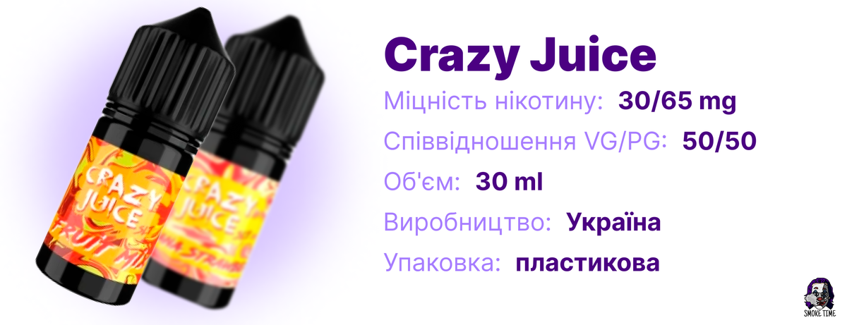 Характеристики рідини Crazy Juice 30 мл