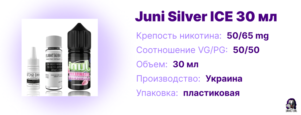 Характеристики жижи Juni Silver ICE 30 мл