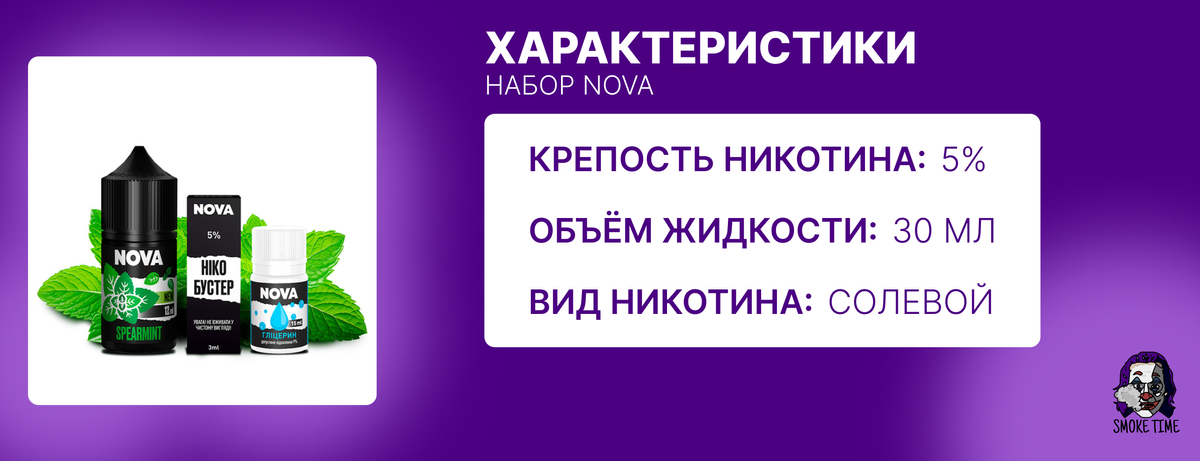 Характеристики жидкости Nova Salt 30 мл