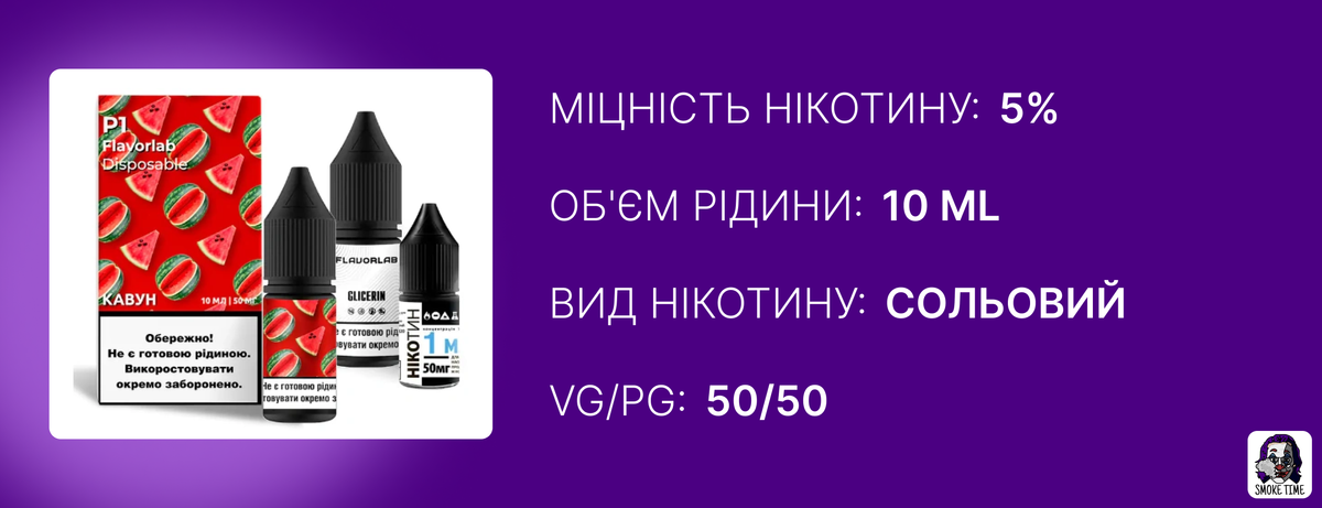 Характеристики рідини Flavorlab Р1 10 мл