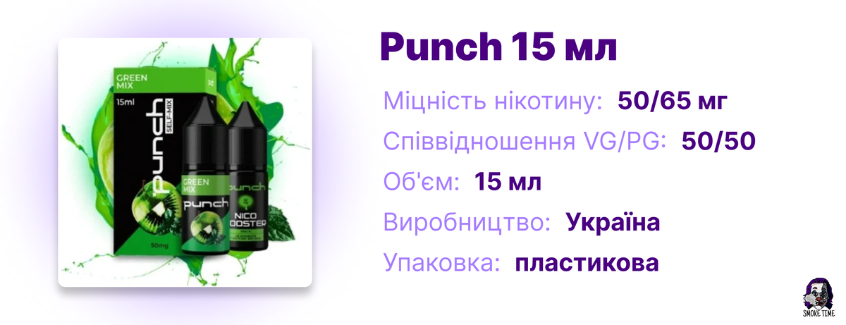 Характеристики рідини Punch 15 мл