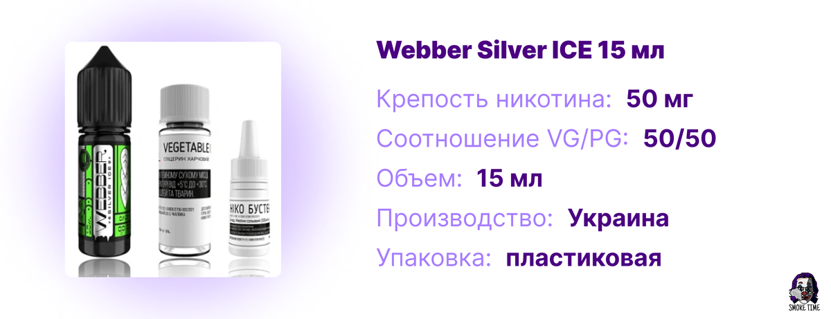 Характеристика жидкости Webber Silver ICE 15 мл 