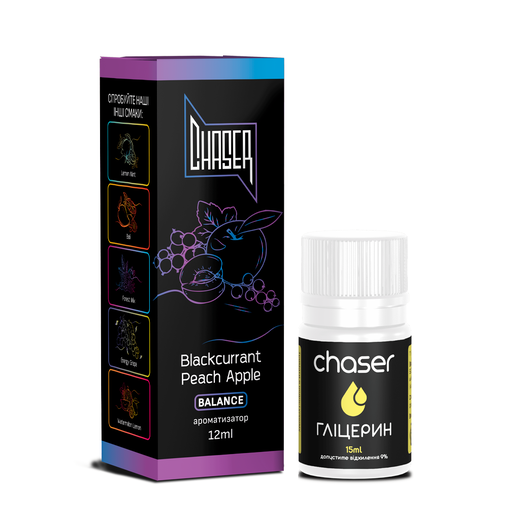 Набір Chaser Black без нікотину Blackcurrant Peach Apple (Смородина, Персик, Яблуко) 30 мл