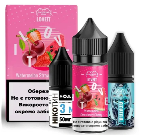 Набір Flavorlab Love IT Watermelon Strawberry Cherry (Кавун Полуниця Вишня) 30мл 25мг