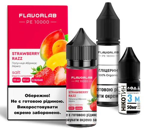 Набір Flavorlab РЕ 10000 Strawberry Razz (Полуниця, Абрикос, Манго) 30мл