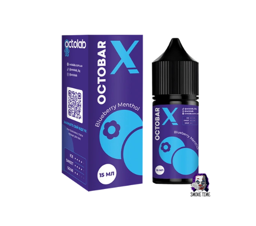 Набор солевой жидкости Octobar X Blueberry Menthol (Черника Ментол) 30 мл 65 мг