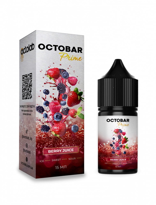 Набор солевой жидкости Octobar Prime Berry Juice (Ягодный сок) 15 мл 50 мг