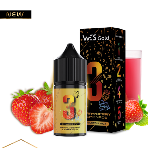 Набор солевой жидкости WES Gold 3 Strawberry Lemonade (Клубничный лимонад) 30 мл 65 мг