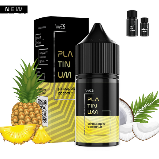 Набор солевой жидкости WES Platinum Pineapple Coconut (Ананас Кокос) 30 мл 50 мг