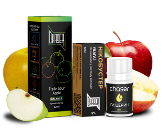 Набор солевой жидкости Chaser Black Triple Sour Apple (Кислое Яблоко) 30 мл 50 мг