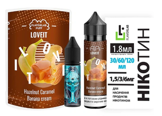 Набор Flavorlab Love IT Органика Hazelnut Caramel Banana cream (Карамель с фундуком и Банановый крем) 60мл 3мг