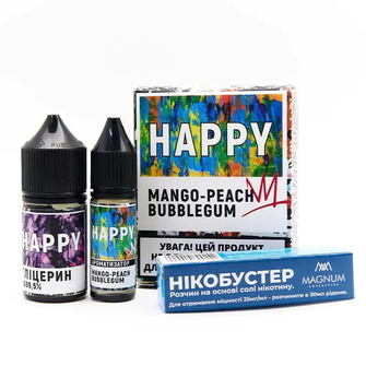 Набор солевой жидкости Happy Mango Peach Bubblegum (Жвачка с манго и персиком) 30 мл 25 мг