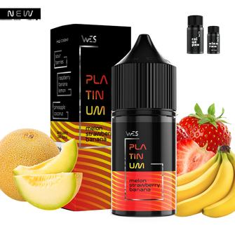 Набор солевой жидкости WES Platinum Melon Strawberry Banana (Дыня Клубника Банан) 30 мл 50 мг